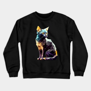 Geometric Cat No. 1: Dark Background (on a no fill background) Crewneck Sweatshirt